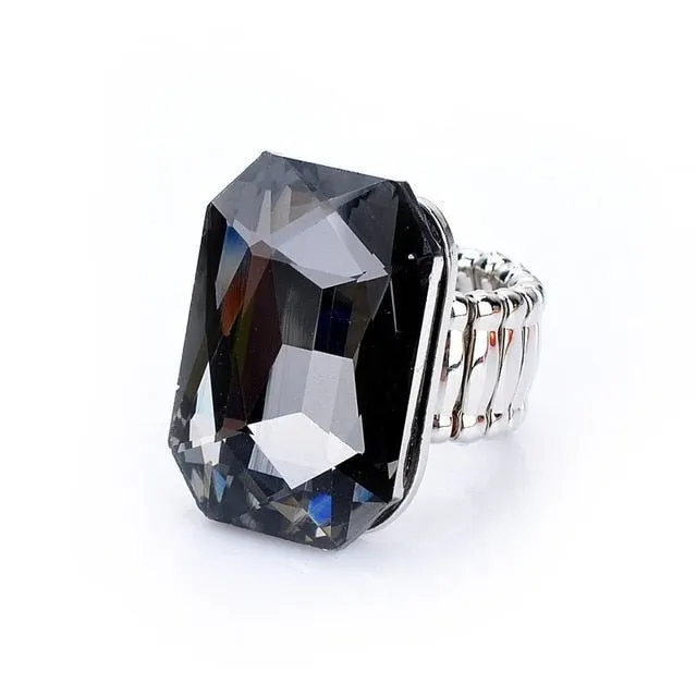 Blue Topaz Gemstone Ring for Women Elastic Engagement Jewelry