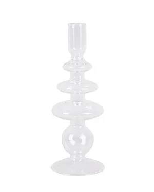 Candle Holder Glass Art Rings Large Clear