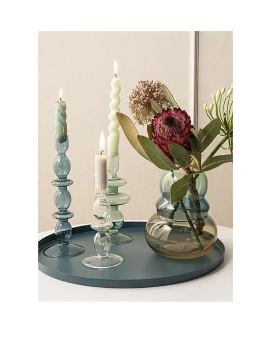 Candle Holder Glass Art Rings Large Clear