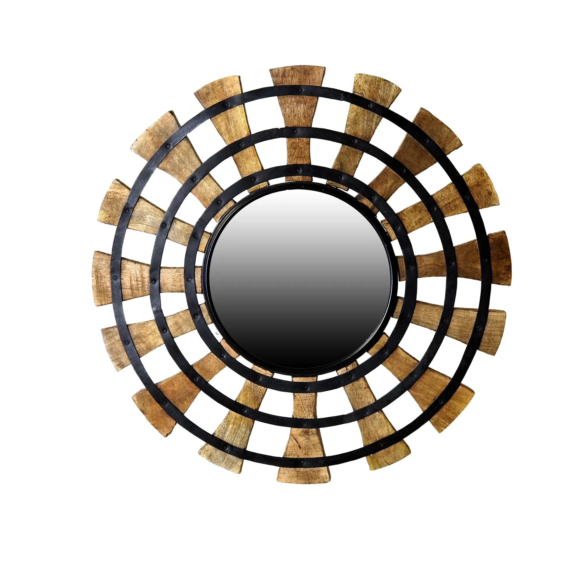 Cayden Round Wood Mirror