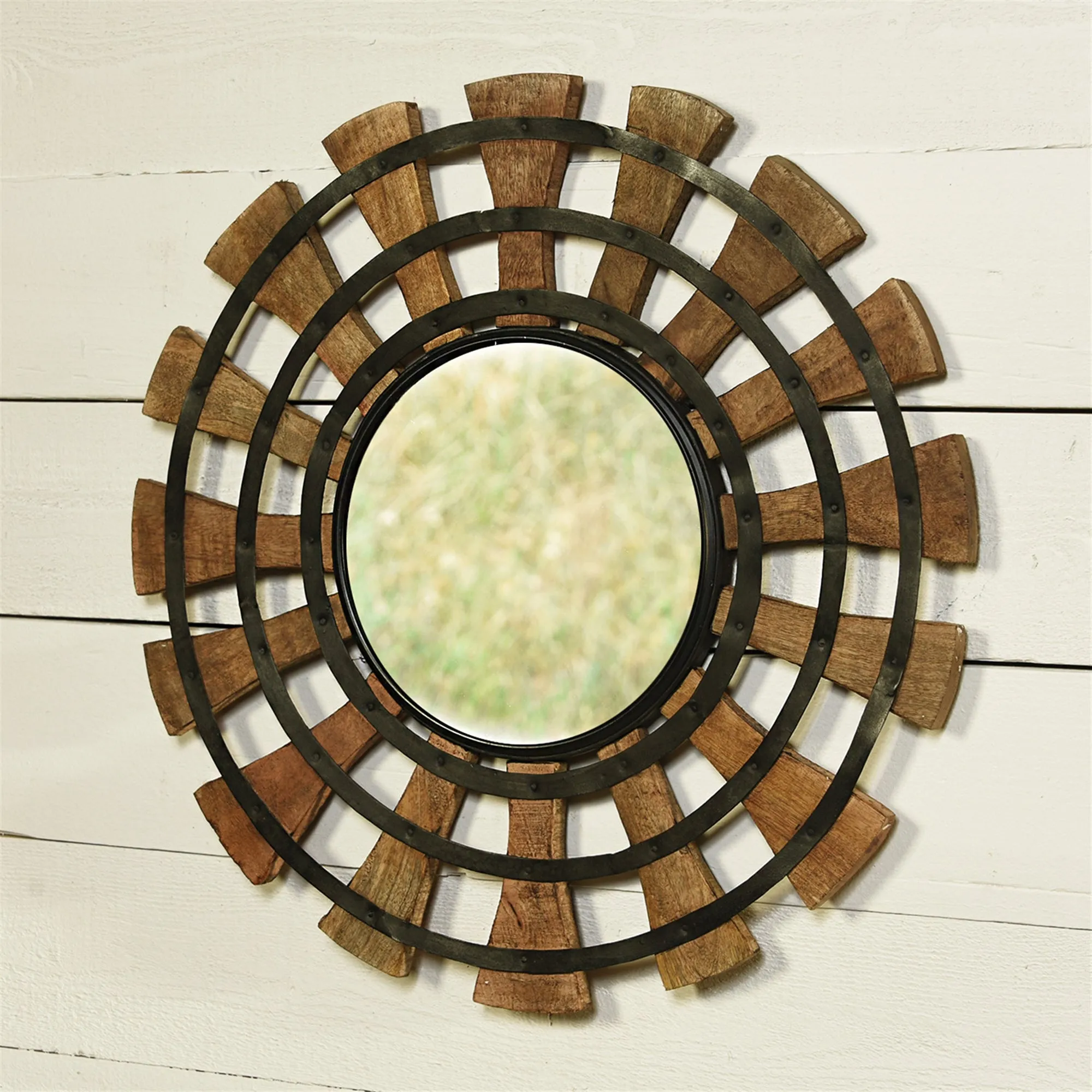 Cayden Round Wood Mirror