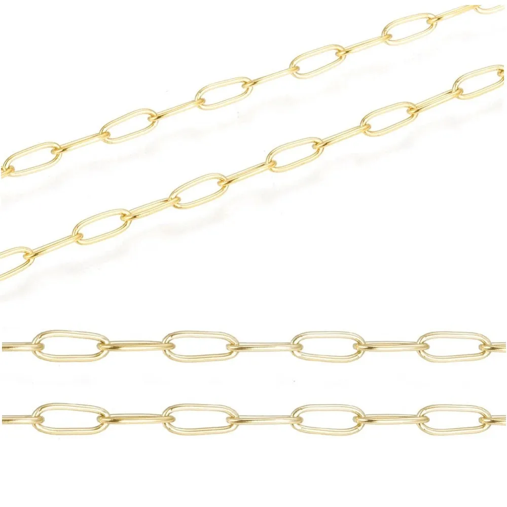 Chain Thin Mesh Paper Clip Gold Stainless Steel 5x2mm (50cm)