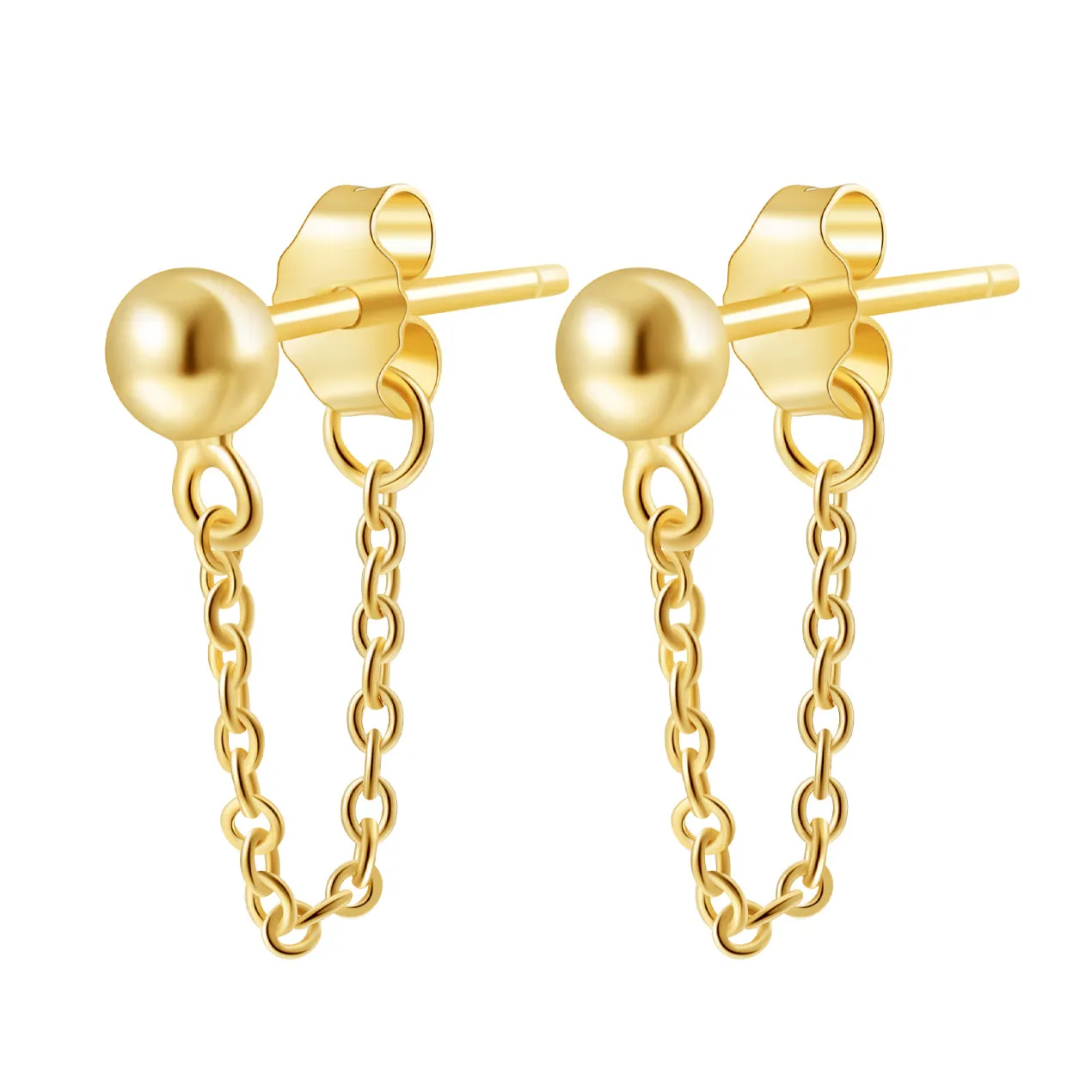 Classic Chain Stud Earrings Sterling Silver Gold