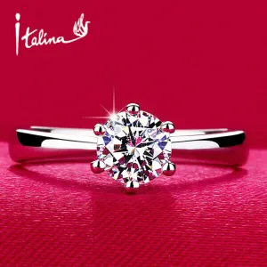 Classic Six Claw 1 Carat 6mm CZ Diamond Wedding Rings for women