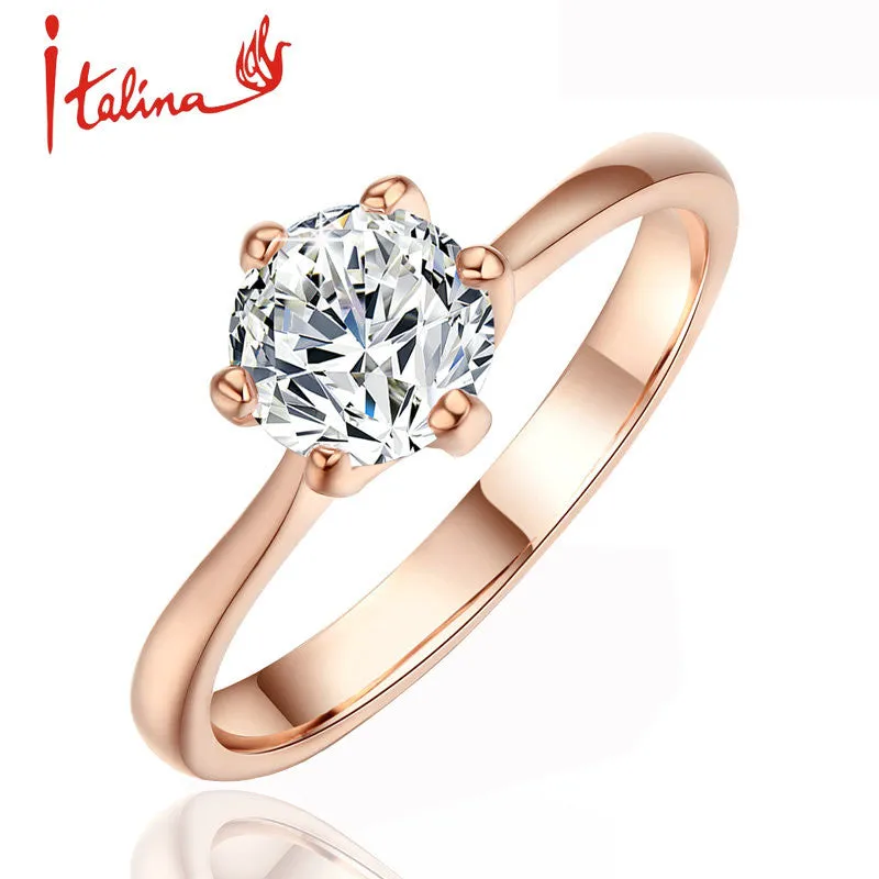 Classic Six Claw 1 Carat 6mm CZ Diamond Wedding Rings for women