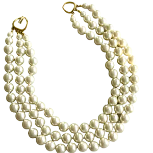 Classic Three Strand Vintage Pearl Necklace