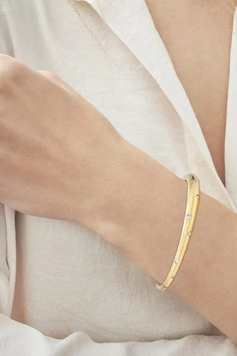 Cobblestone Diamond Cuff Bangle - Yellow Gold