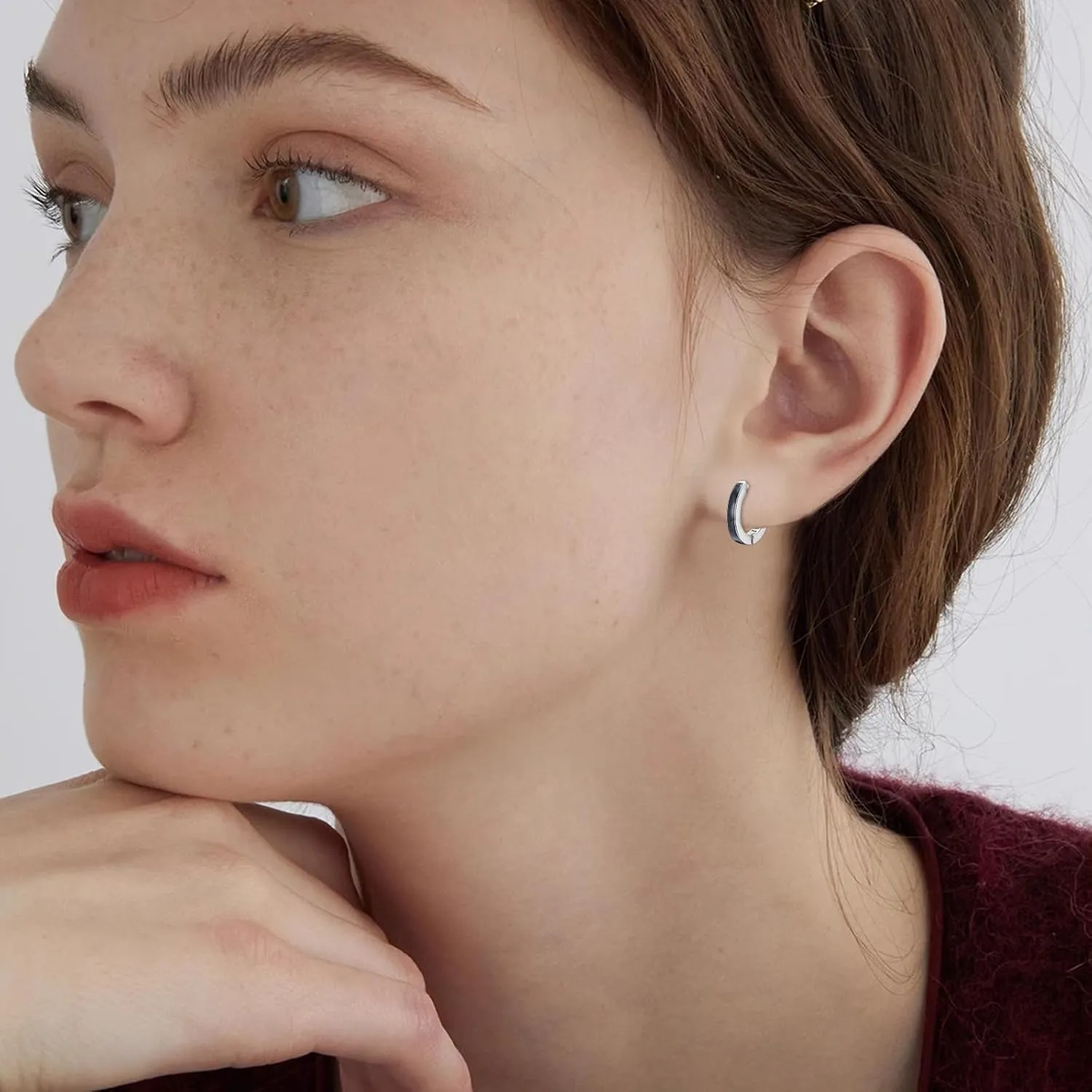 CUOKA MIRACLE Hoop Earrings for Women Opal Hoop Earrings Hinged Huggie Earrings 925 Sterling Silver Hypoallergenic Earrings for Sensitive Ears Simulated Opal Colorful Jewelry Birthday Christmas Gift