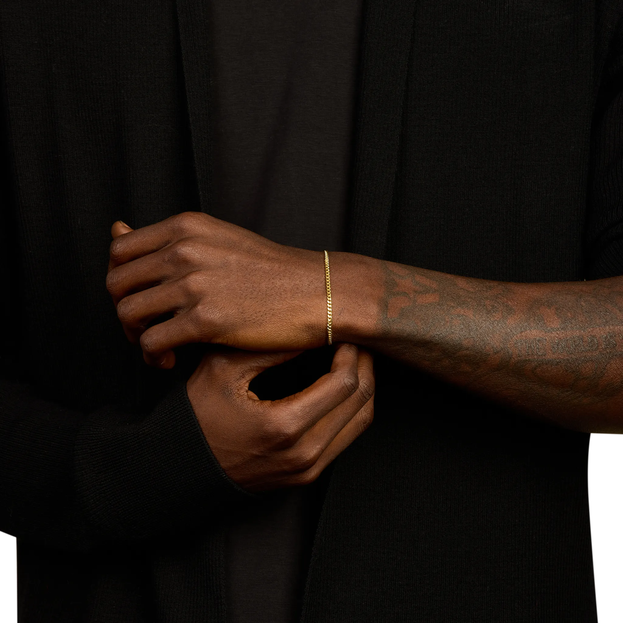 Curb Bracelet, Gold/Stainless Steel (3mm)