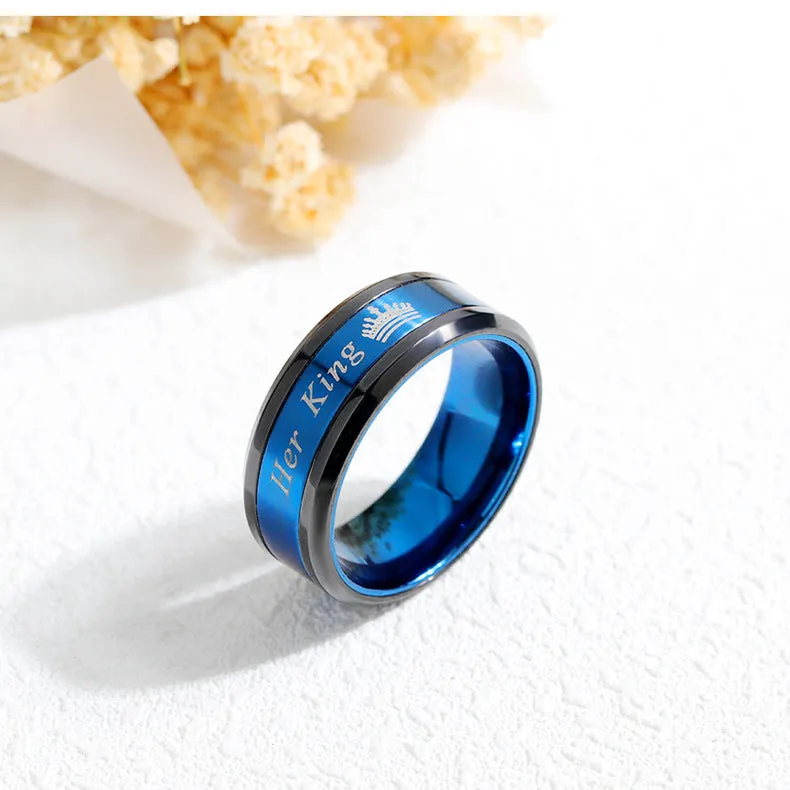 Custom King and Queen Crown Promise Rings Set