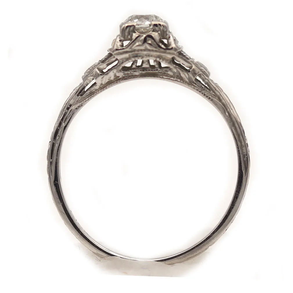 Delicate Art Deco .20 Ct Old Mine Cut Diamond Vintage Engagement Ring