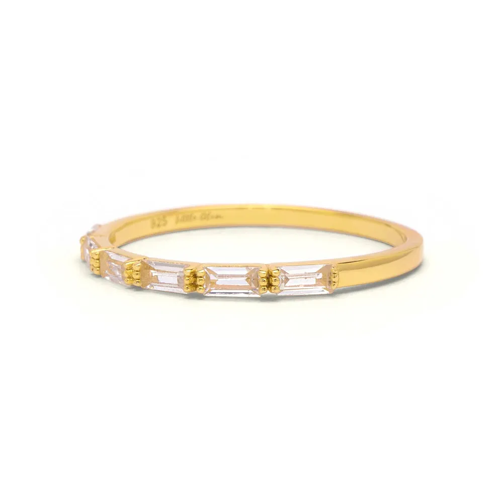 Delicate Baguette White Topaz Band