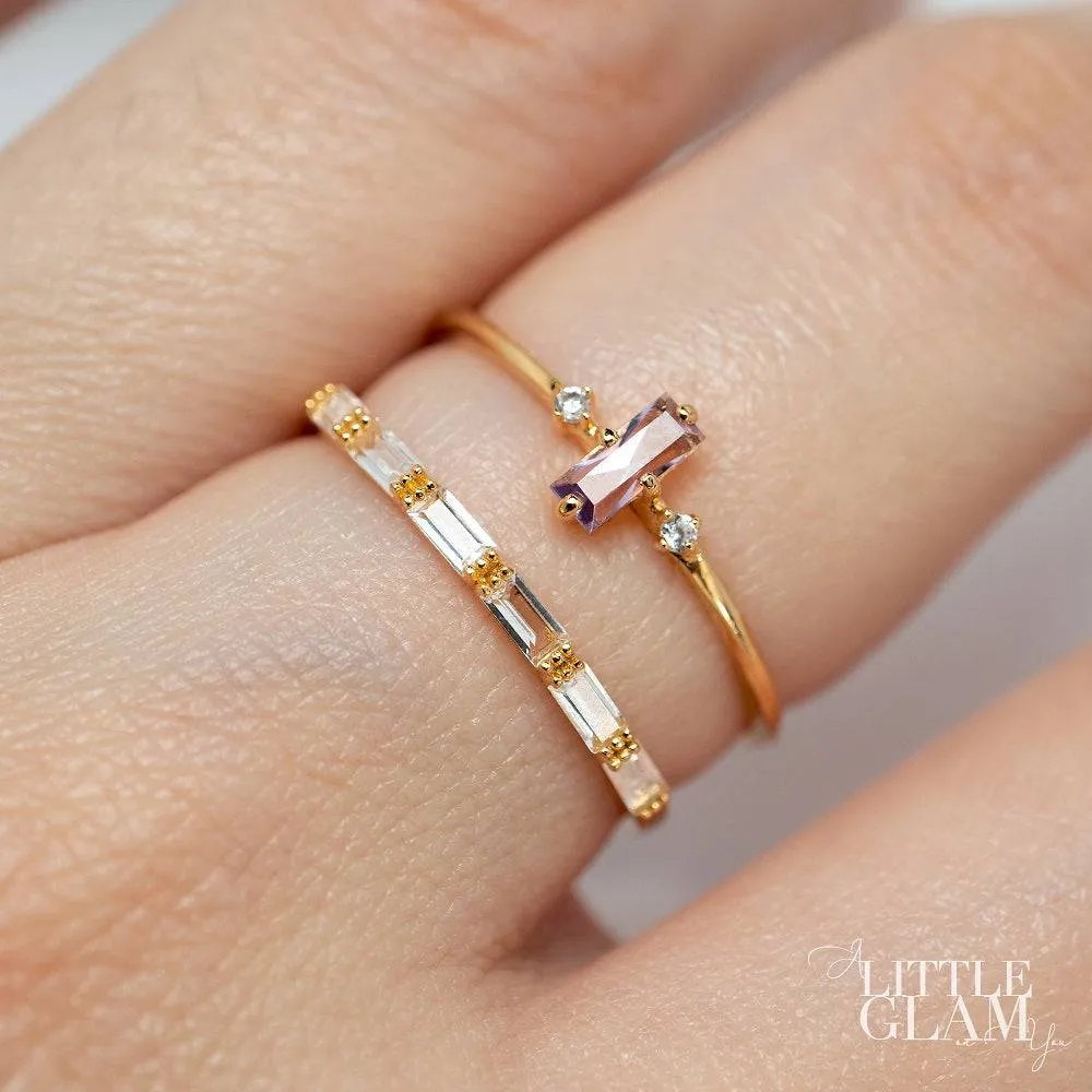 Delicate Baguette White Topaz Band