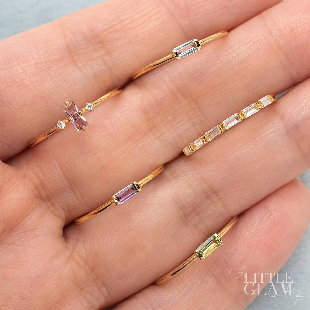 Delicate Baguette White Topaz Band