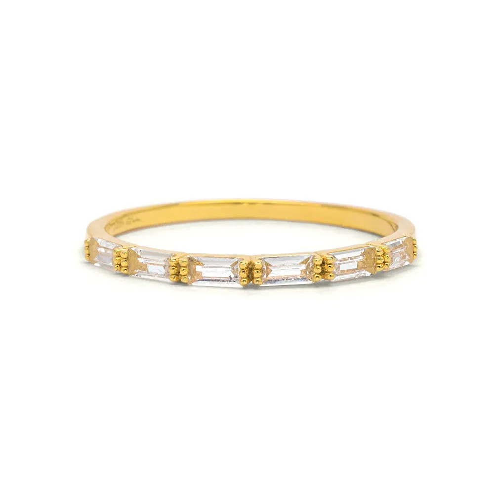 Delicate Baguette White Topaz Band