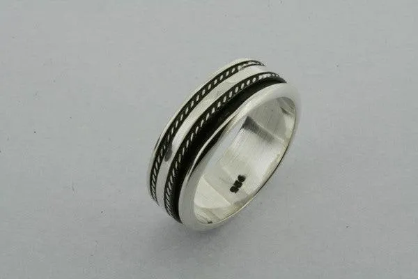 Delicate Double Rope Sterling Silver Spinner Ring