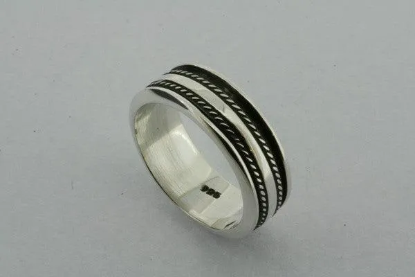 Delicate Double Rope Sterling Silver Spinner Ring