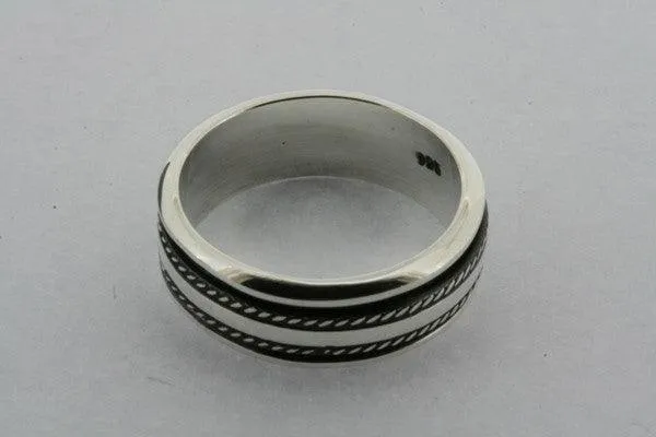 Delicate Double Rope Sterling Silver Spinner Ring