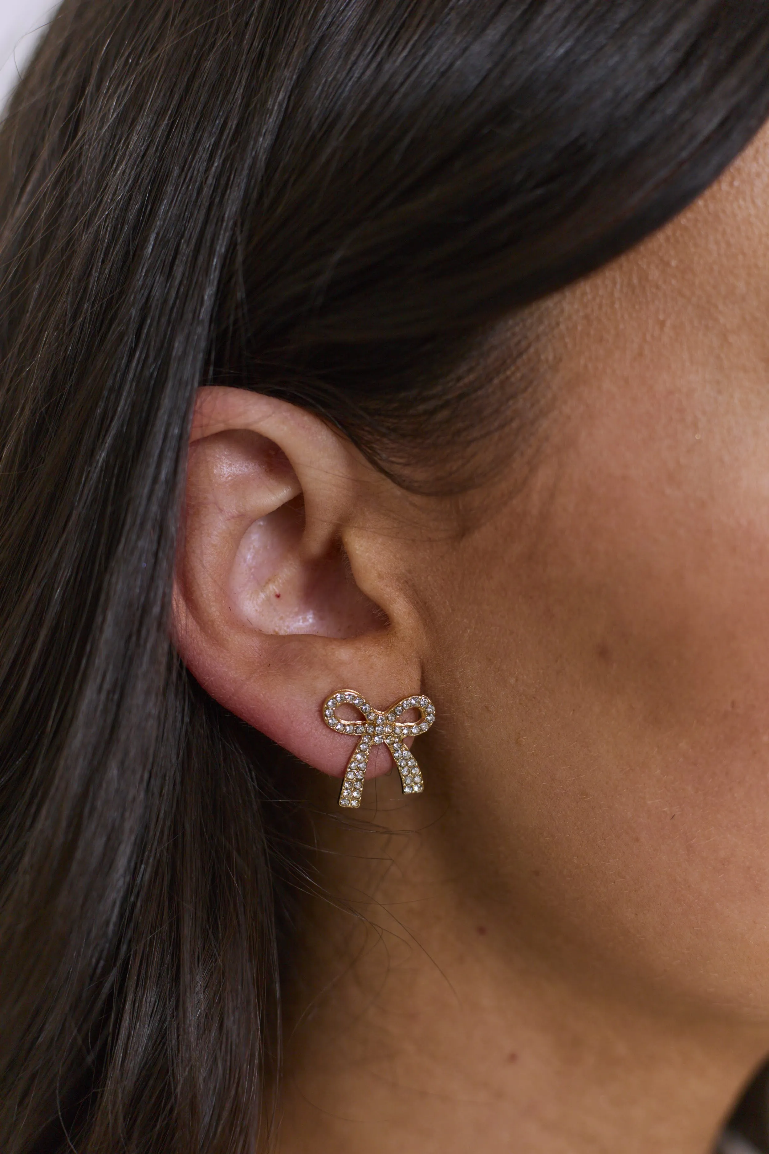 Delicate Promises Bow Earrings - Gold