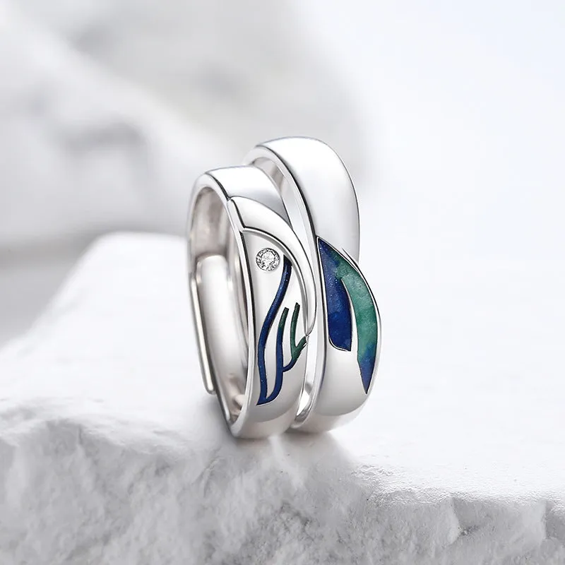 Eagle and Fish Matching Wedding Rings Set