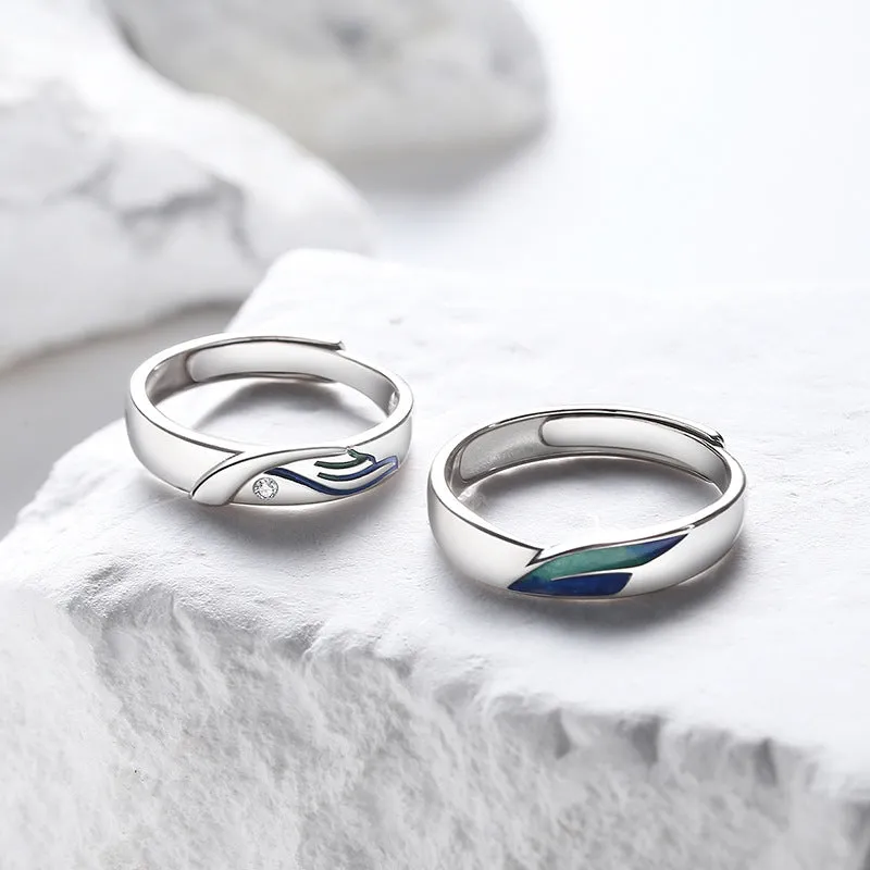 Eagle and Fish Matching Wedding Rings Set
