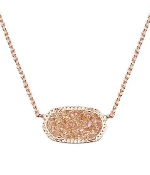 Elisa Rose Gold Plated Necklace in Rose Gold Drusy by Kendra Scott