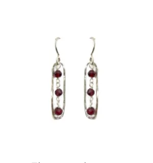 Elongated Earrings with Garnet, Small