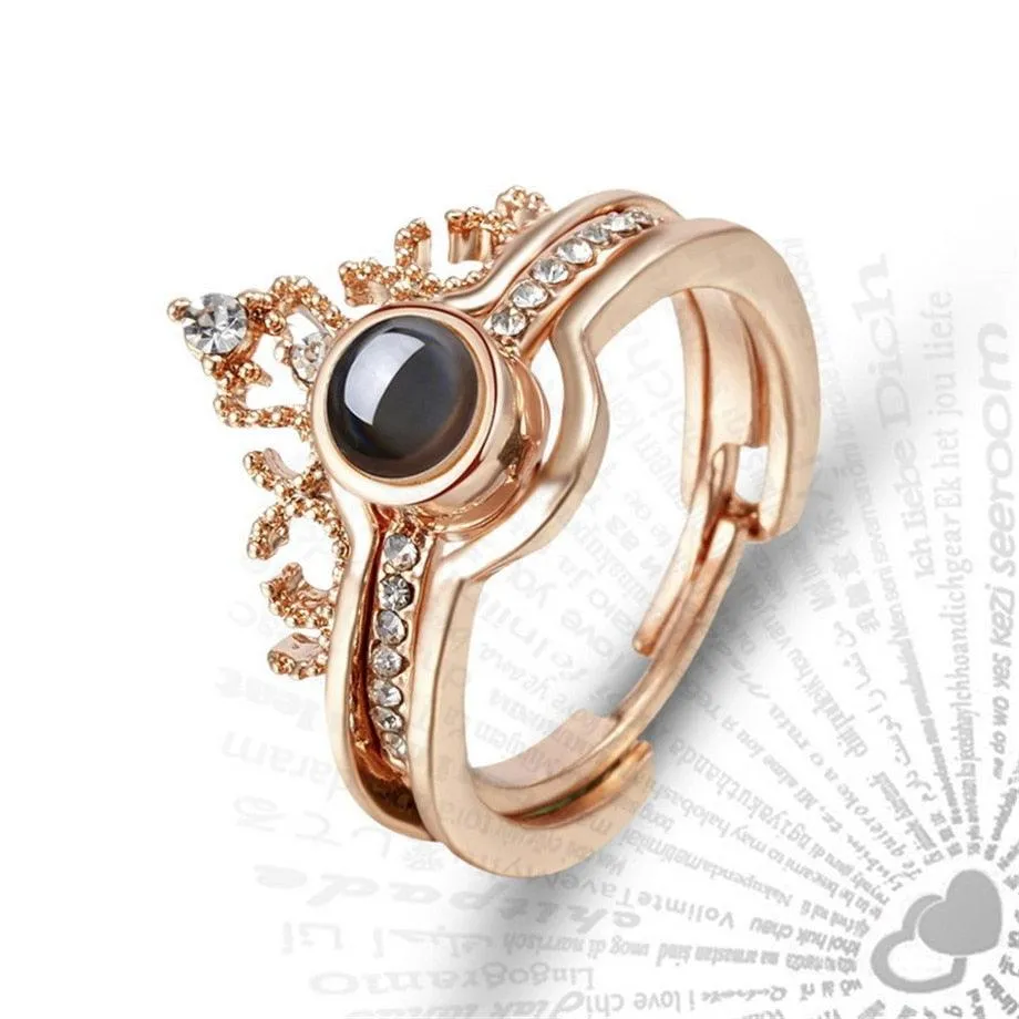 Engraved I LOVE YOU In 100 Languages Rings Rose Gold Fashion Romantic Love Memory Wedding Women Jewelry For Lover Gift