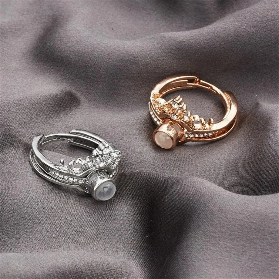 Engraved I LOVE YOU In 100 Languages Rings Rose Gold Fashion Romantic Love Memory Wedding Women Jewelry For Lover Gift