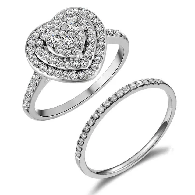 Fashion Luxury Crystal Engagement Ring for Women AAA White Cubic Zirconia Silver color Rings