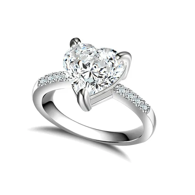Fashion Luxury Crystal Engagement Ring for Women AAA White Cubic Zirconia Silver color Rings