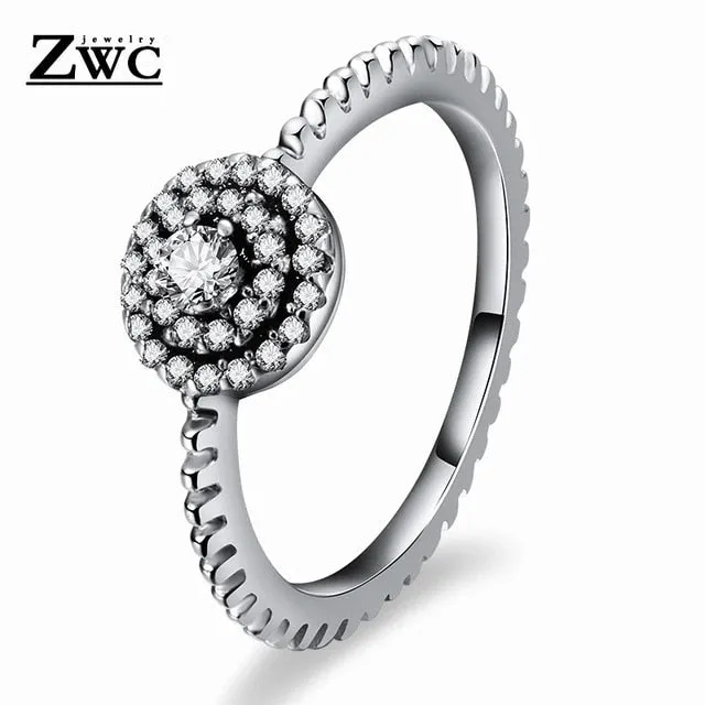 Fashion Luxury Crystal Engagement Ring for Women AAA White Cubic Zirconia Silver color Rings
