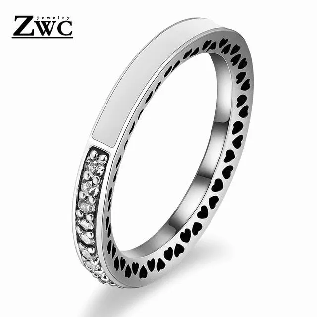 Fashion Luxury Crystal Engagement Ring for Women AAA White Cubic Zirconia Silver color Rings