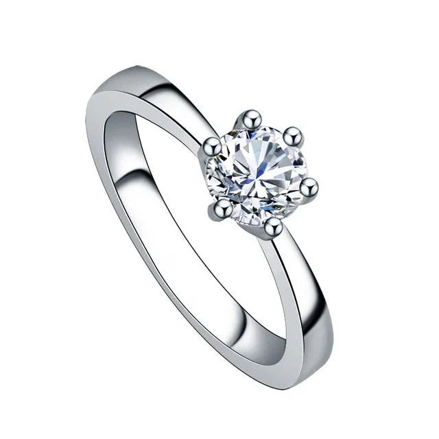 Fashion Luxury Crystal Engagement Ring for Women AAA White Cubic Zirconia Silver color Rings