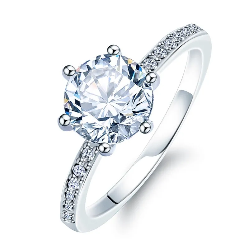 Fashion Luxury Crystal Engagement Ring for Women AAA White Cubic Zirconia Silver color Rings