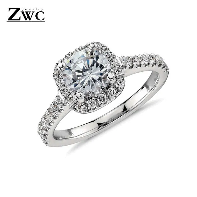 Fashion Luxury Crystal Engagement Ring for Women AAA White Cubic Zirconia Silver color Rings