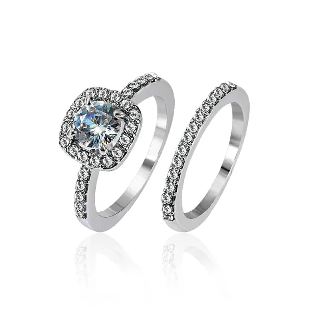 Fashion Luxury Crystal Engagement Ring for Women AAA White Cubic Zirconia Silver color Rings