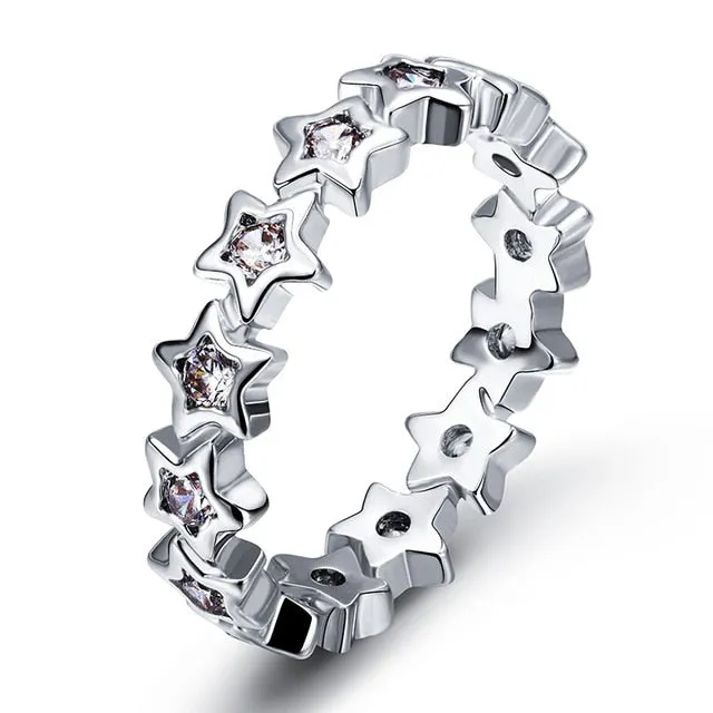 Fashion Luxury Crystal Engagement Ring for Women AAA White Cubic Zirconia Silver color Rings