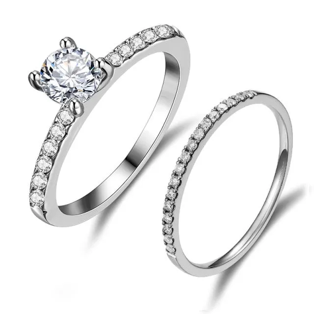 Fashion Luxury Crystal Engagement Ring for Women AAA White Cubic Zirconia Silver color Rings