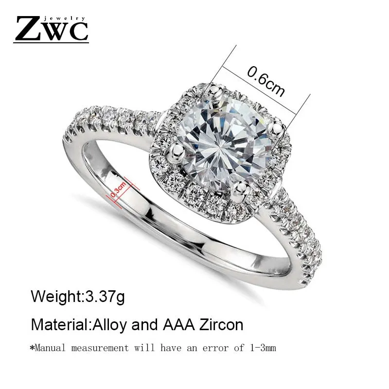 Fashion Luxury Crystal Engagement Ring for Women AAA White Cubic Zirconia Silver color Rings