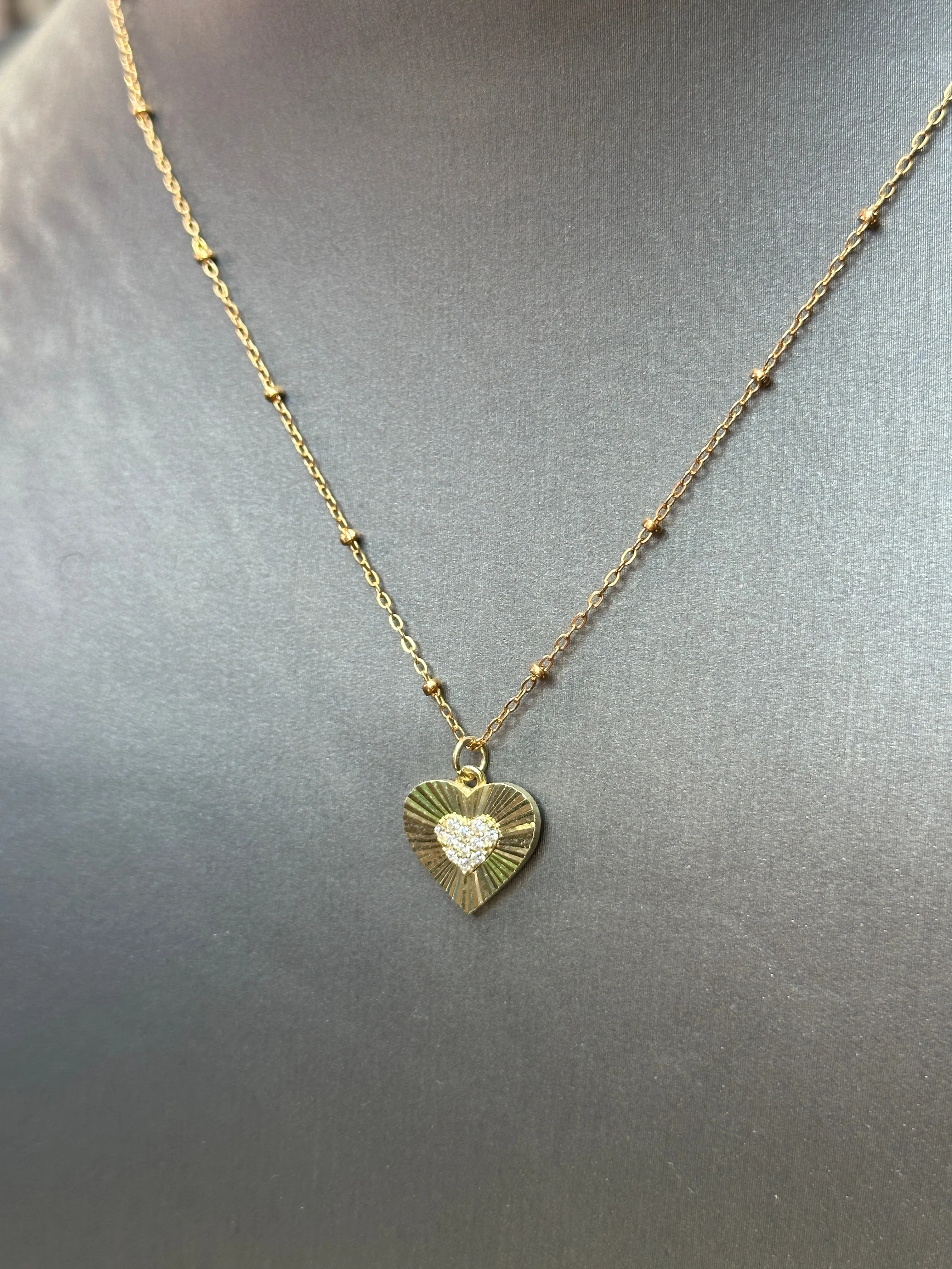 Fluted Heart Necklace