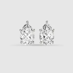 Four-Prong Solitaire Lab Grown Diamond Studs-Pear