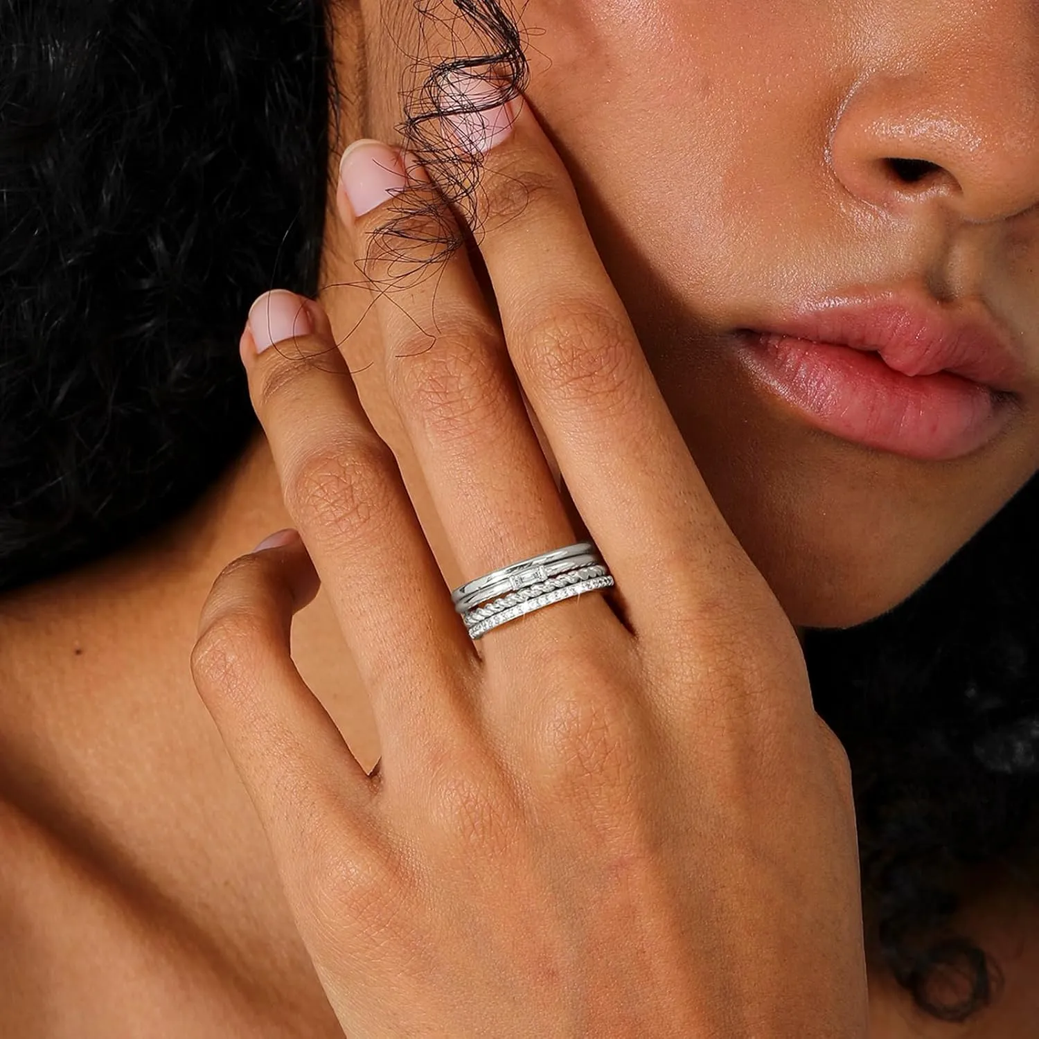 Gold Stackable Birthstone Rings for Women - Non Tarnish 14K Gold Plated Dainty Ring - Engagement Wedding Promise Rings Gemstone Rings for Birthday Jewelry Gifts Size 6-10