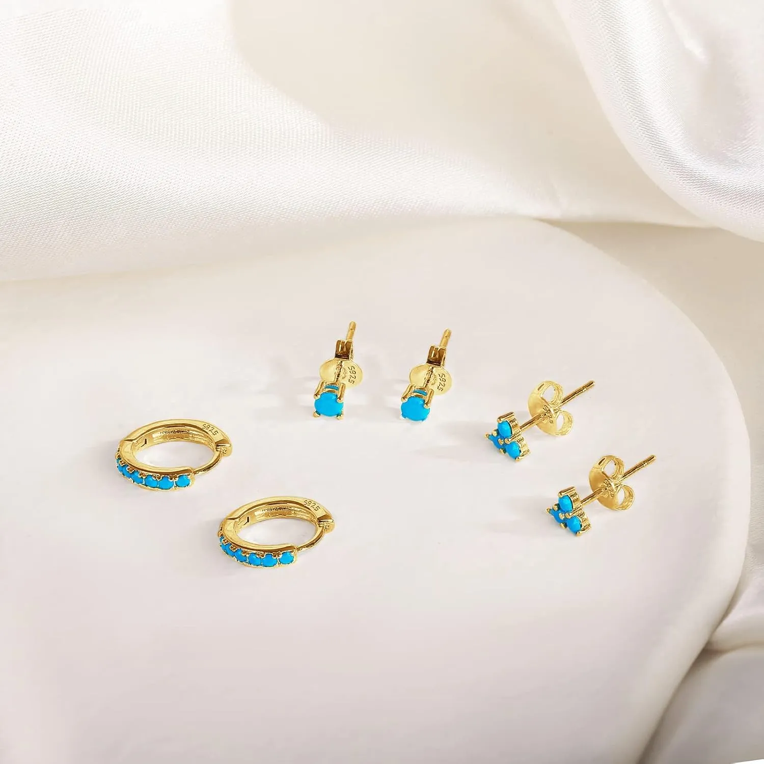 Gold/Silver Hoop Earring for Women - White-Gold-Plated Earrings - Thick Gold-Plated Stud for Metal Sensitive Ears