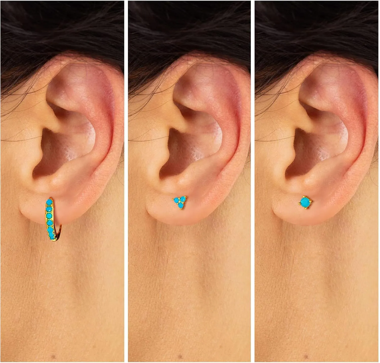 Gold/Silver Hoop Earring for Women - White-Gold-Plated Earrings - Thick Gold-Plated Stud for Metal Sensitive Ears