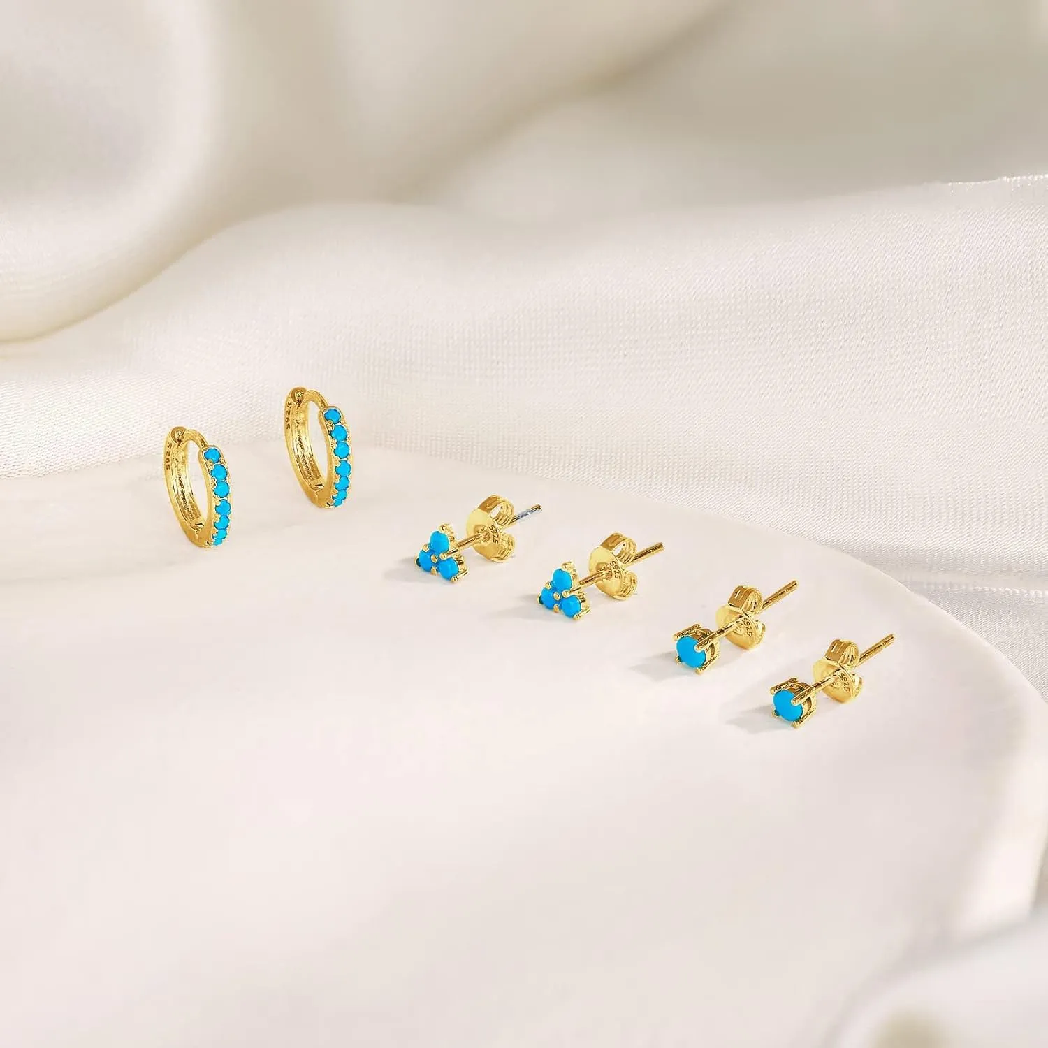 Gold/Silver Hoop Earring for Women - White-Gold-Plated Earrings - Thick Gold-Plated Stud for Metal Sensitive Ears