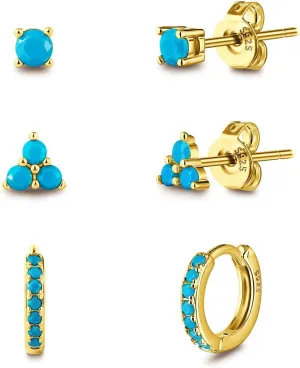 Gold/Silver Hoop Earring for Women - White-Gold-Plated Earrings - Thick Gold-Plated Stud for Metal Sensitive Ears