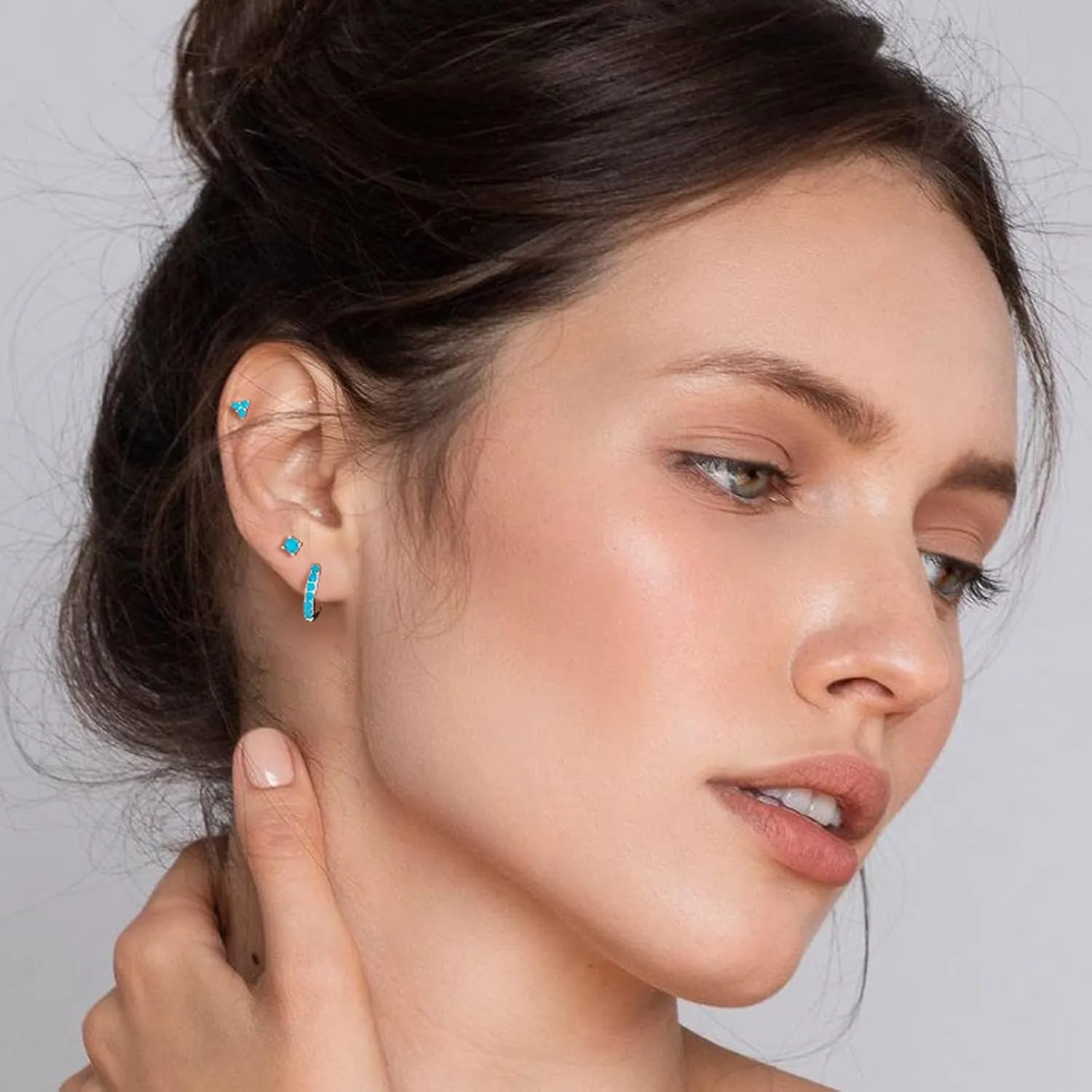 Gold/Silver Hoop Earring for Women - White-Gold-Plated Earrings - Thick Gold-Plated Stud for Metal Sensitive Ears