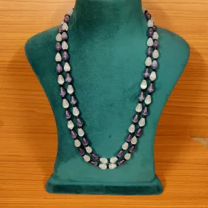 GREY & WHITE MONALISA BEADS 2 LAYERED NECKLACE