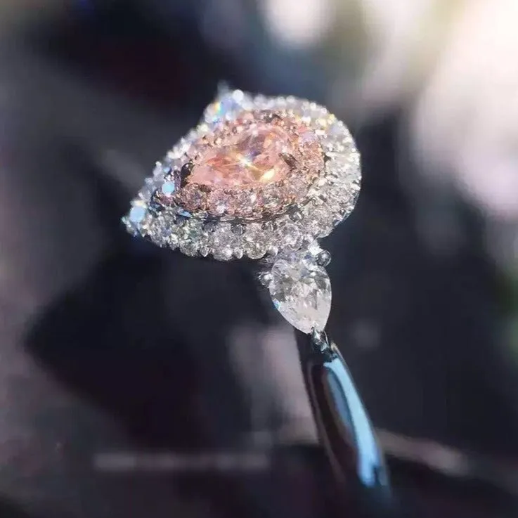 Heart Zircon Gemstone Engagement Ring For Women Jewelry